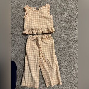 Rylee + Cru Tan Checkered Kids Matching Set